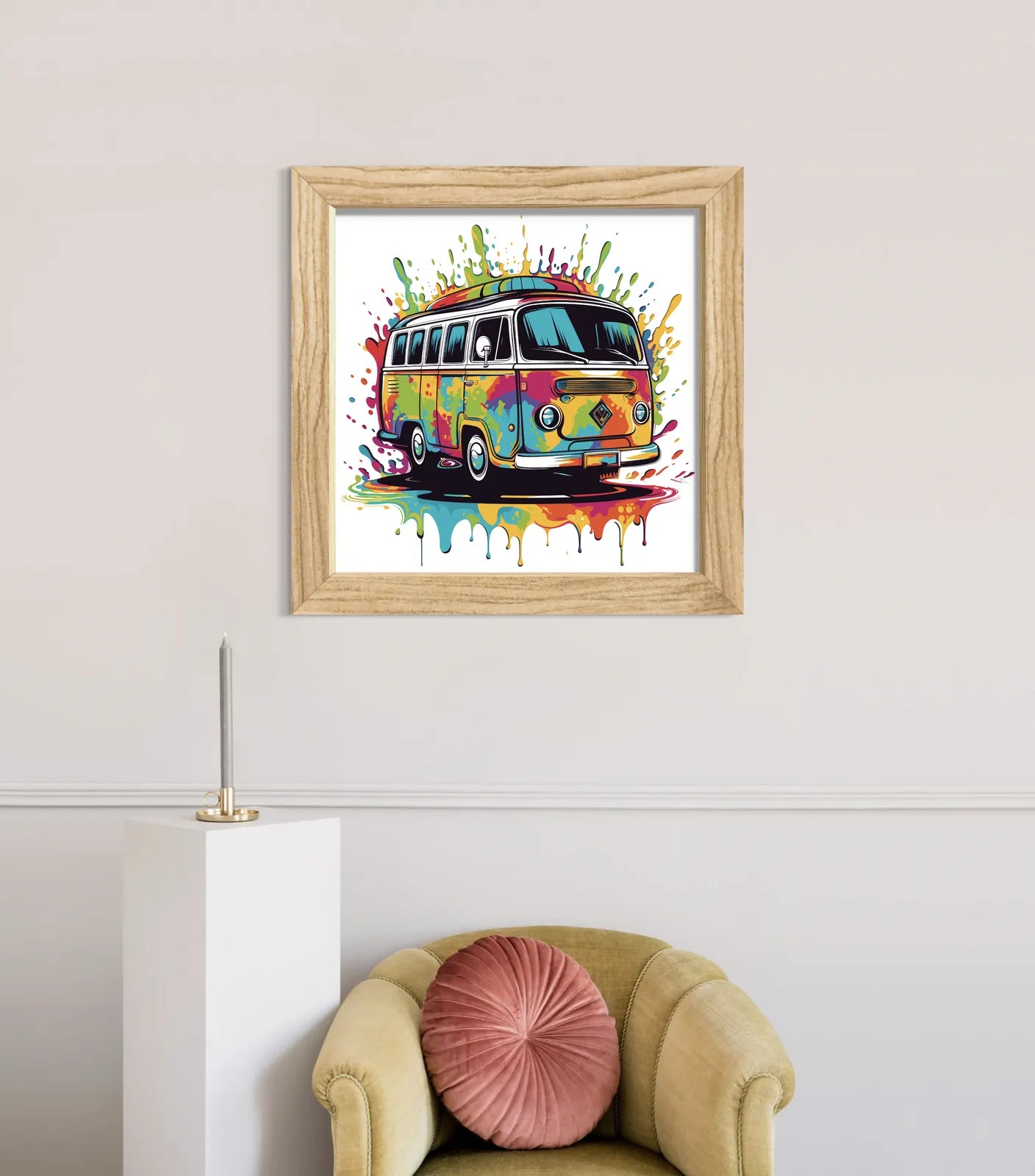 60's Vibe Camper Van Graffiti Splash Artwork 2