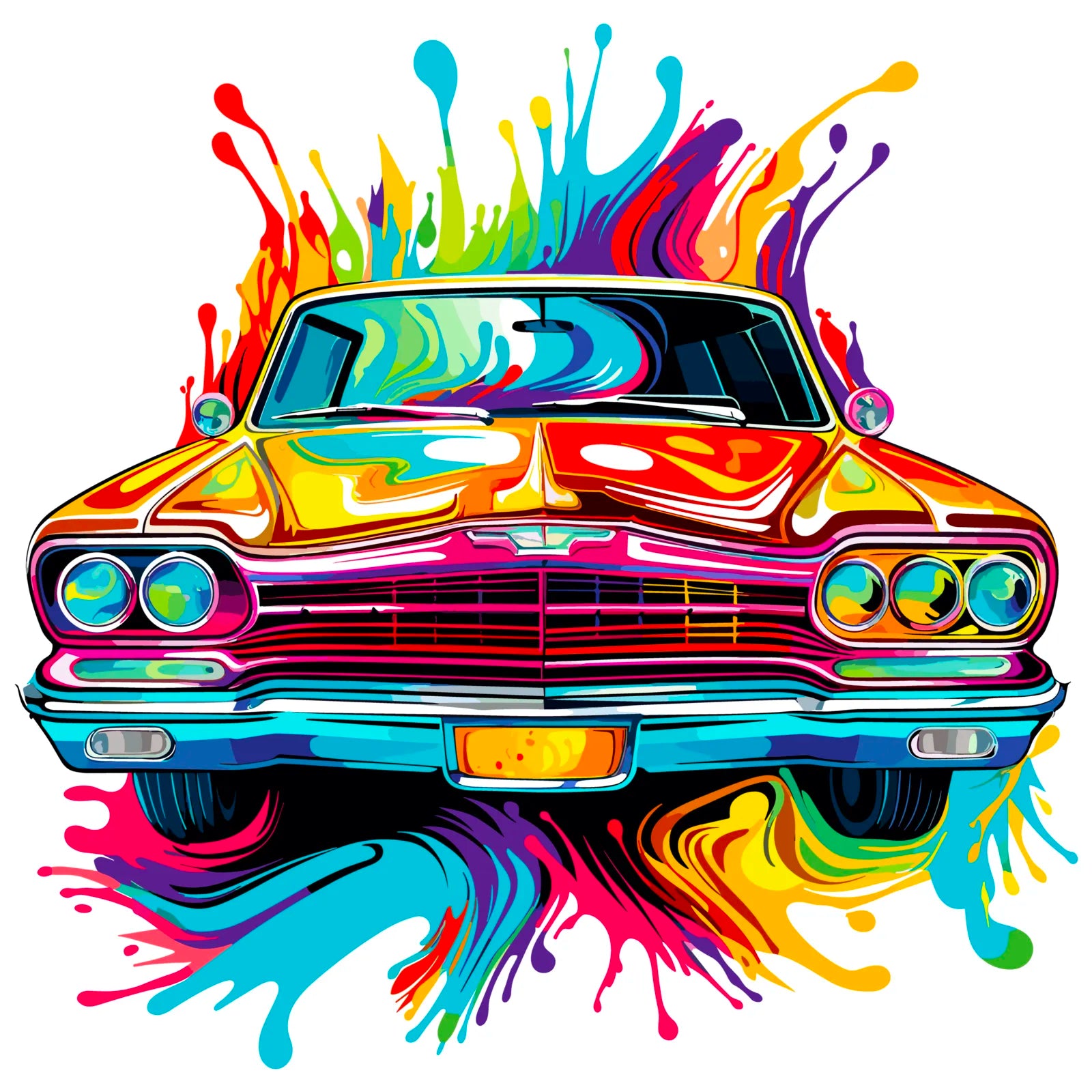 Retro Style American Car Paint Splash Artwork 3