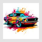 Retro Style American Speed Car In Spash Art Print Design 1