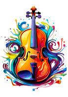 Funky Paint Splash Violin Digital Art 3