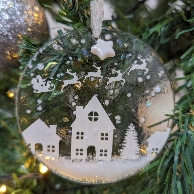 Handmade Clear Disk White Christmas Eve Design Decor