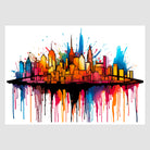 Jazzy Paint Splash & Drips Cityscape Artwork Print 1