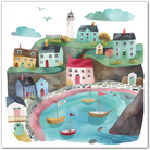 Lighthouse Overlooking the Seaside Village Art Print