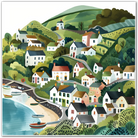 Hillside Village Overlooking the Seaside Art Print