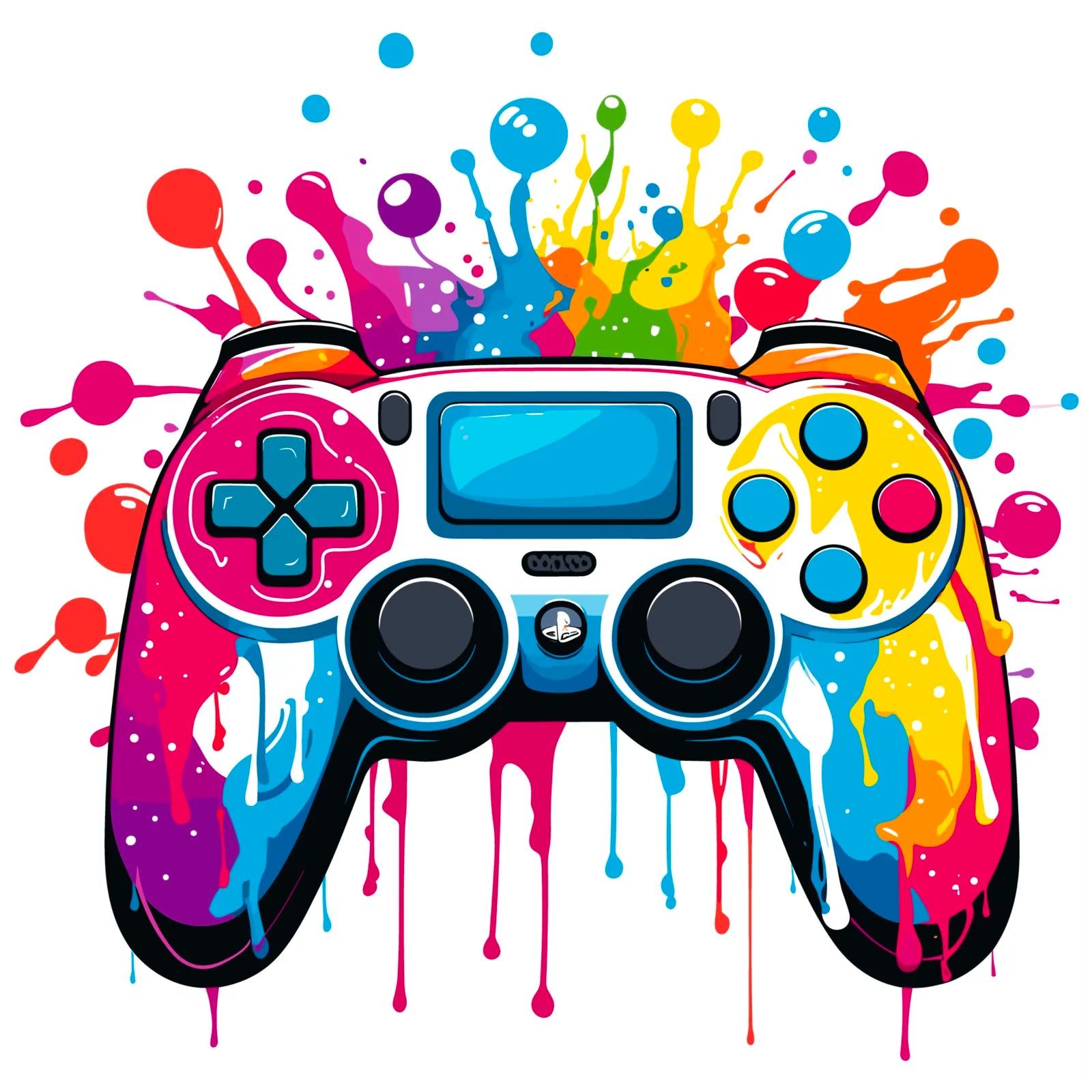 Games Controller In Colour Explosion Art Print 3