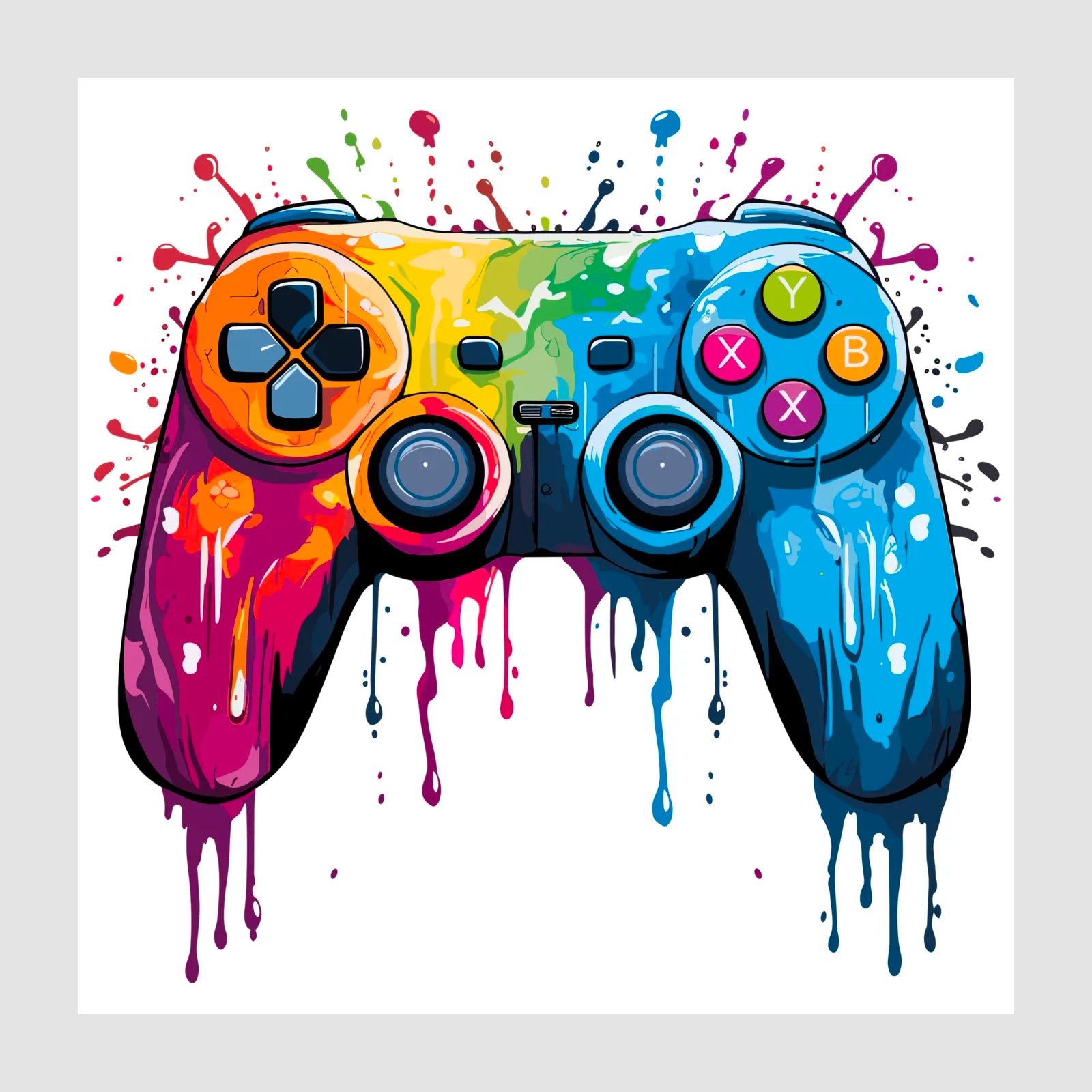 Funky Games Controller Splashed In Paint Artwork 1