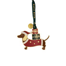 Gold Enamel Dachshund with Presents Christmas Tree Decoration