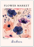 Dakar Anemone Bloom Art Print – Moody Purples and Sunset Peach Florals