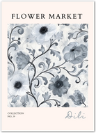 Dili Monochrome Anemones – Greyscale Baroque Floral Art Print