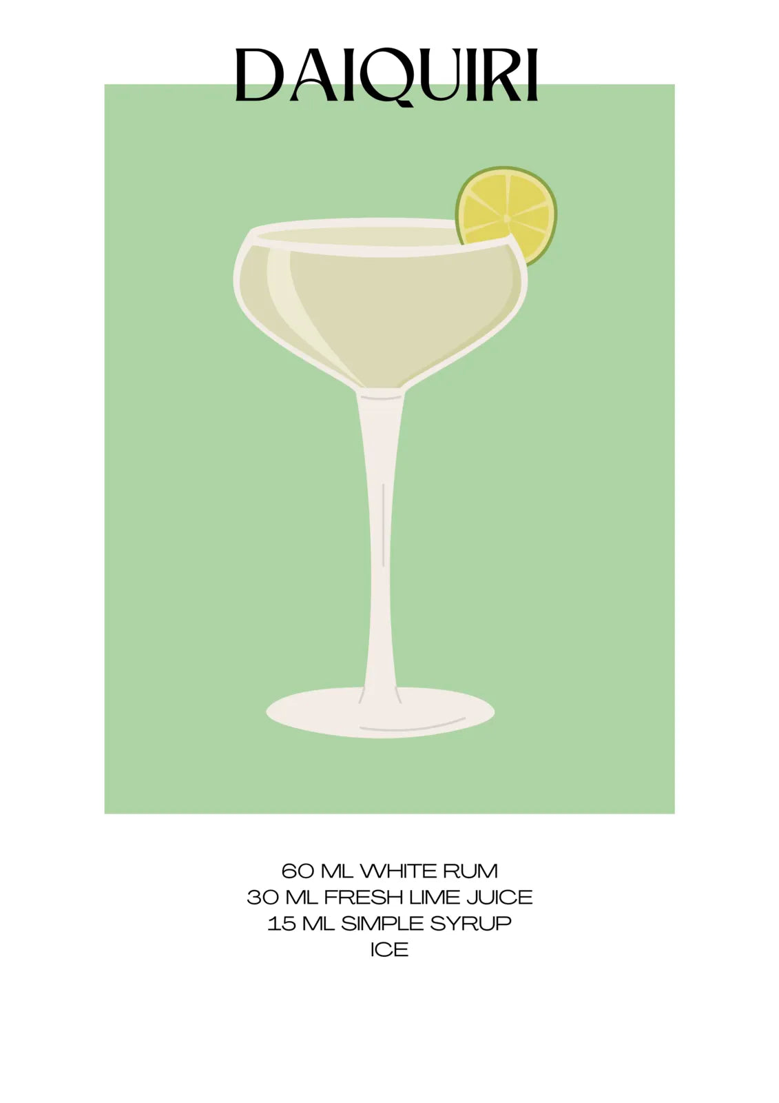 Daiquiri Cocktail Art Print – Retro Green Bar Decor 3