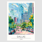 Dallas Cityscape with Leafy Trees Art Print 1