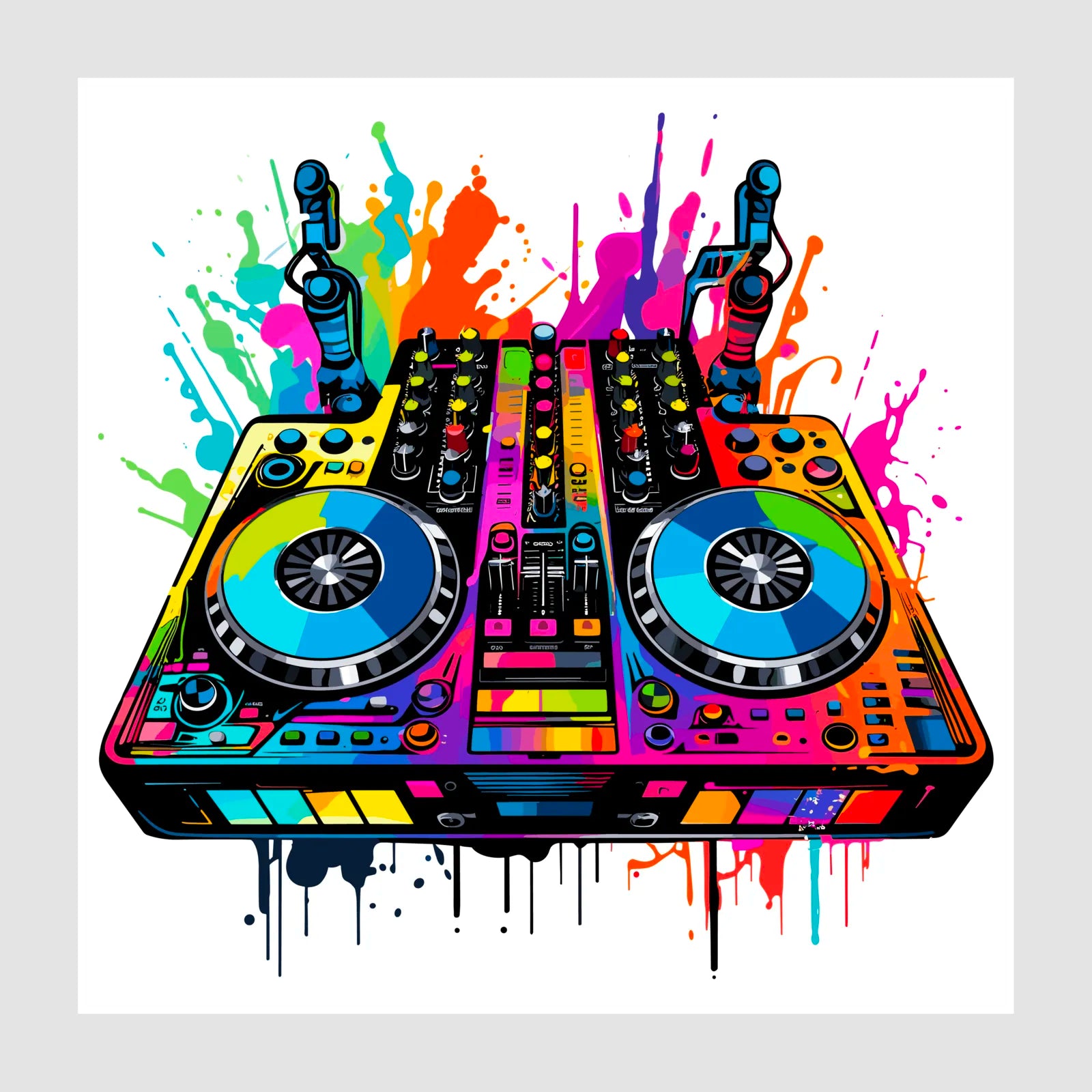 Cool DJ Synthesizer Decks Paint Splash Art 1