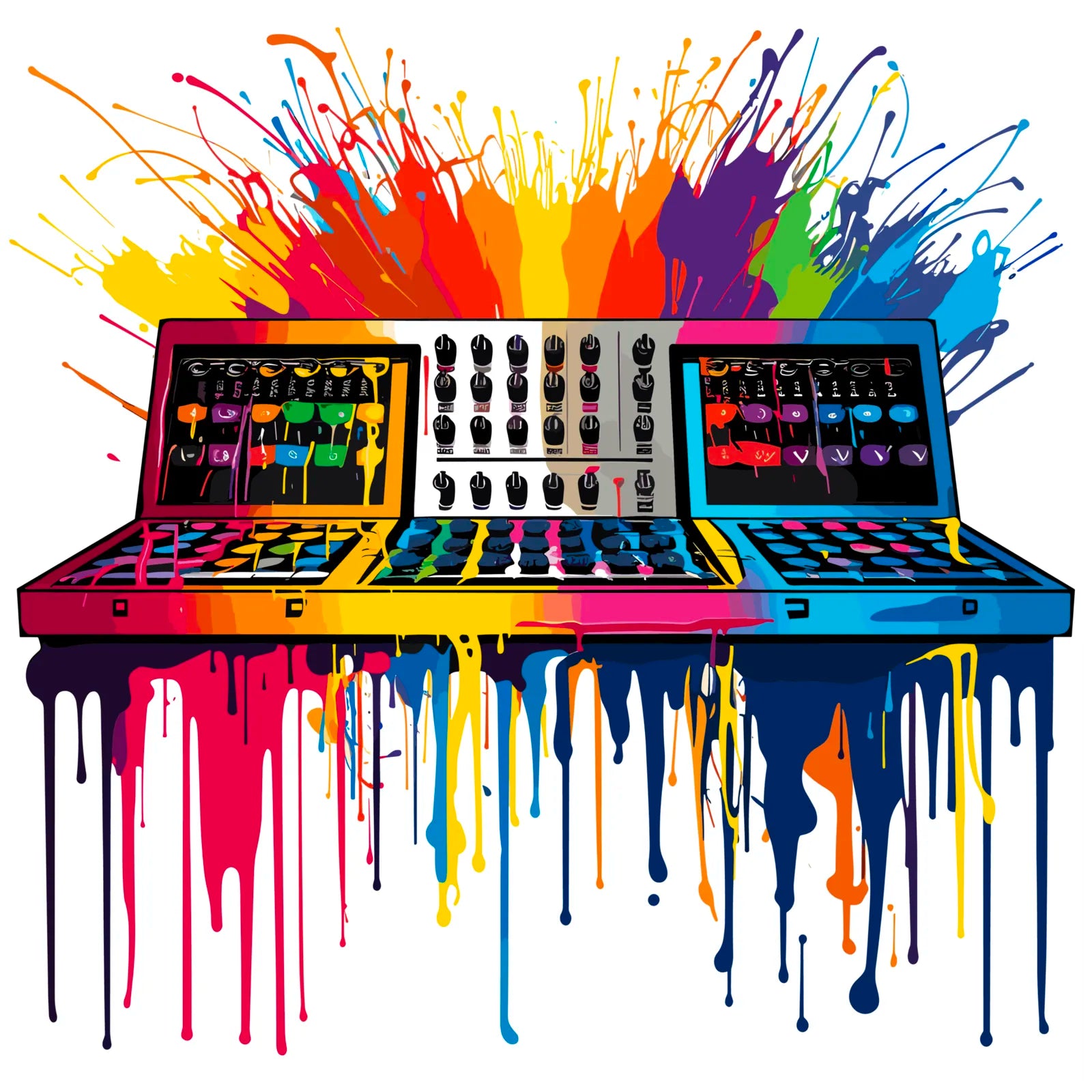 Old Skool DJ Decks Paint Splash Art 3