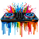 Twin Turntable DJ Decks Paint Splash Art 3