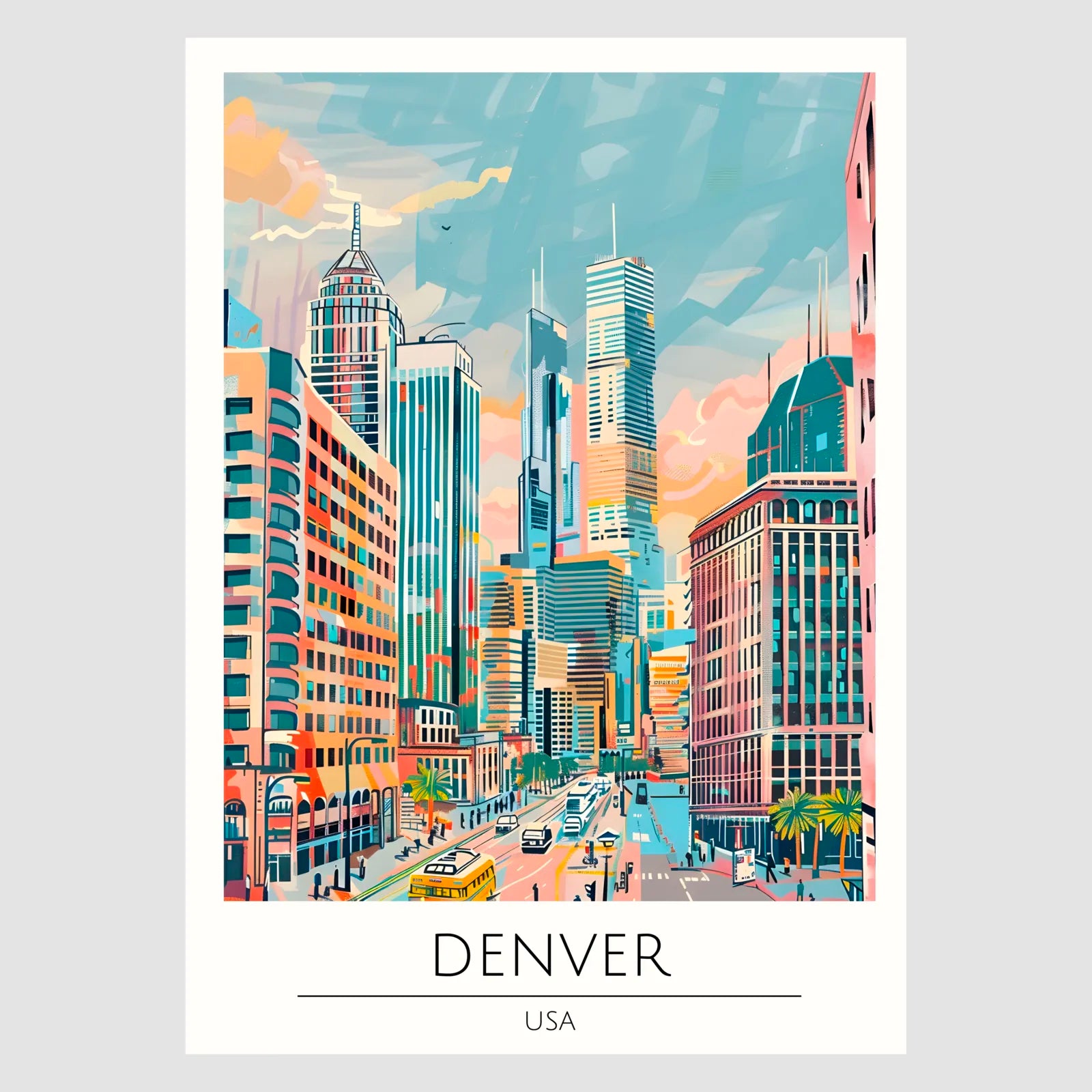 Denver Urban Street Scene Art Print 1