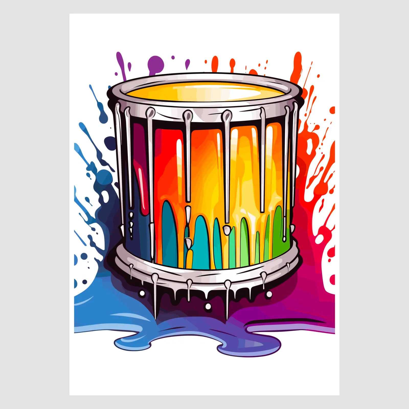 Groovy Paint Explosion Drum Digital Art Print 1