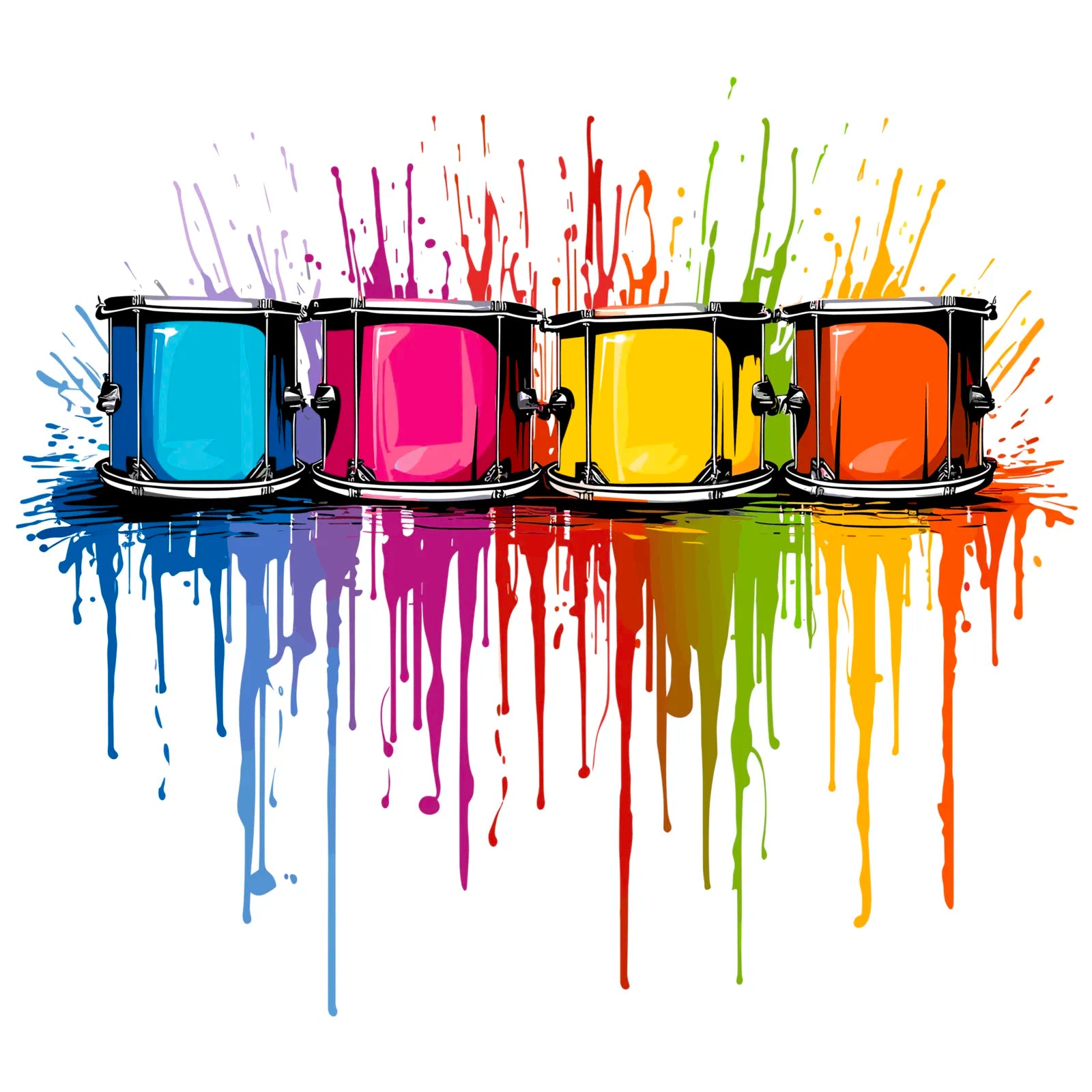 4 Drums Bright Paint Splash Art Print 3