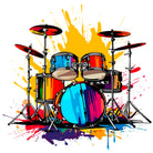 Full Drum Set In A Bright Paint Splash Design Print 3