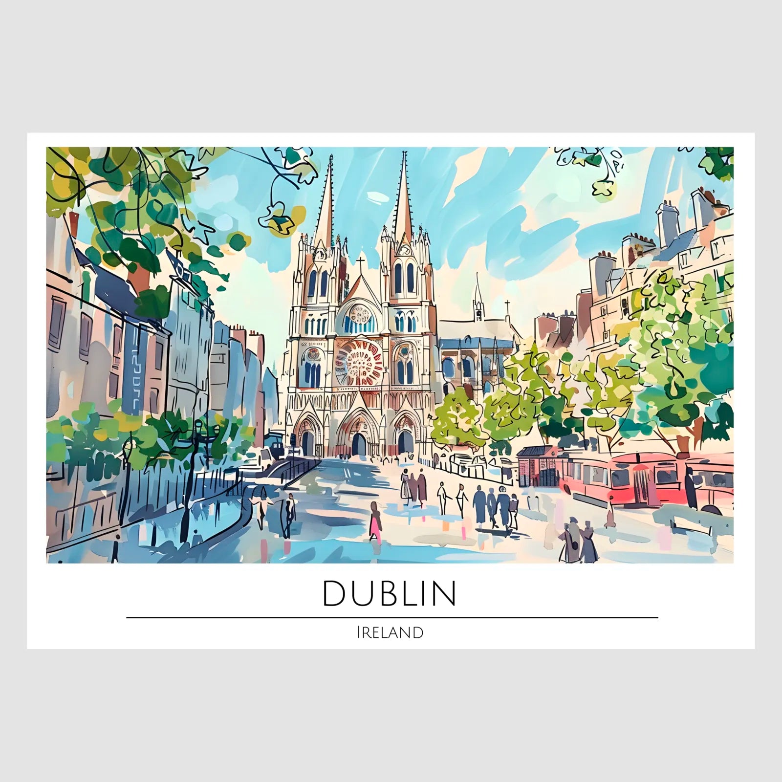 Dublin Street Scene with St. Patrick’s Cathedral Art Print 1