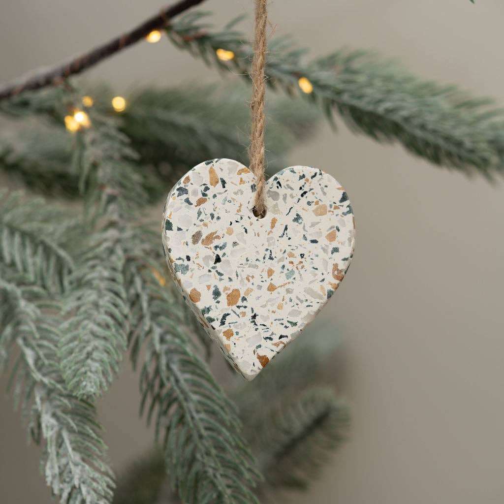 Earthy Terrazzo Heart Handmade Christmas Decoration
