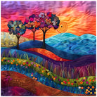 Vibrant Hills and Trees Embroidered Art Print 3