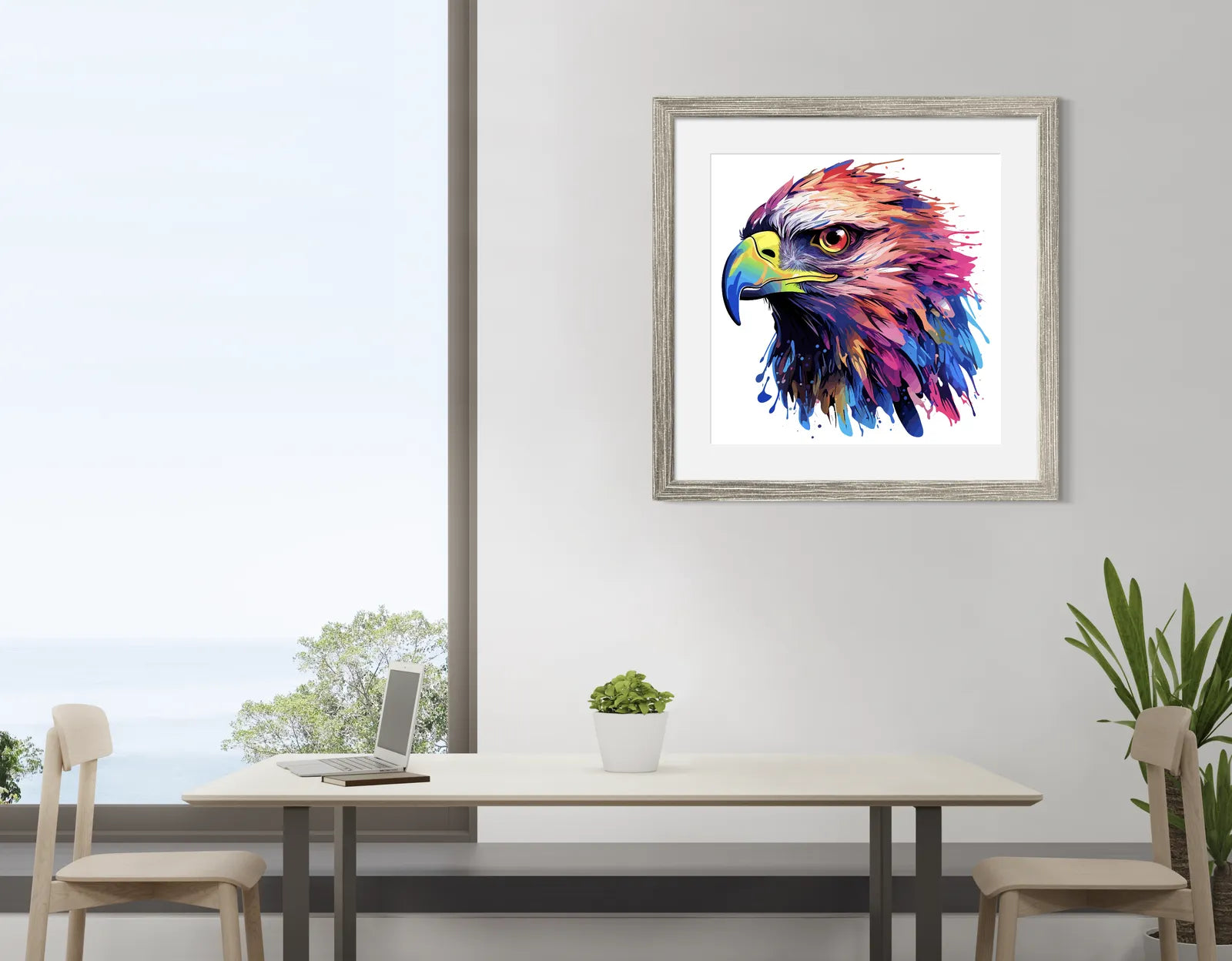 Fearful Paint Splash Eagle Digital Art Print 2