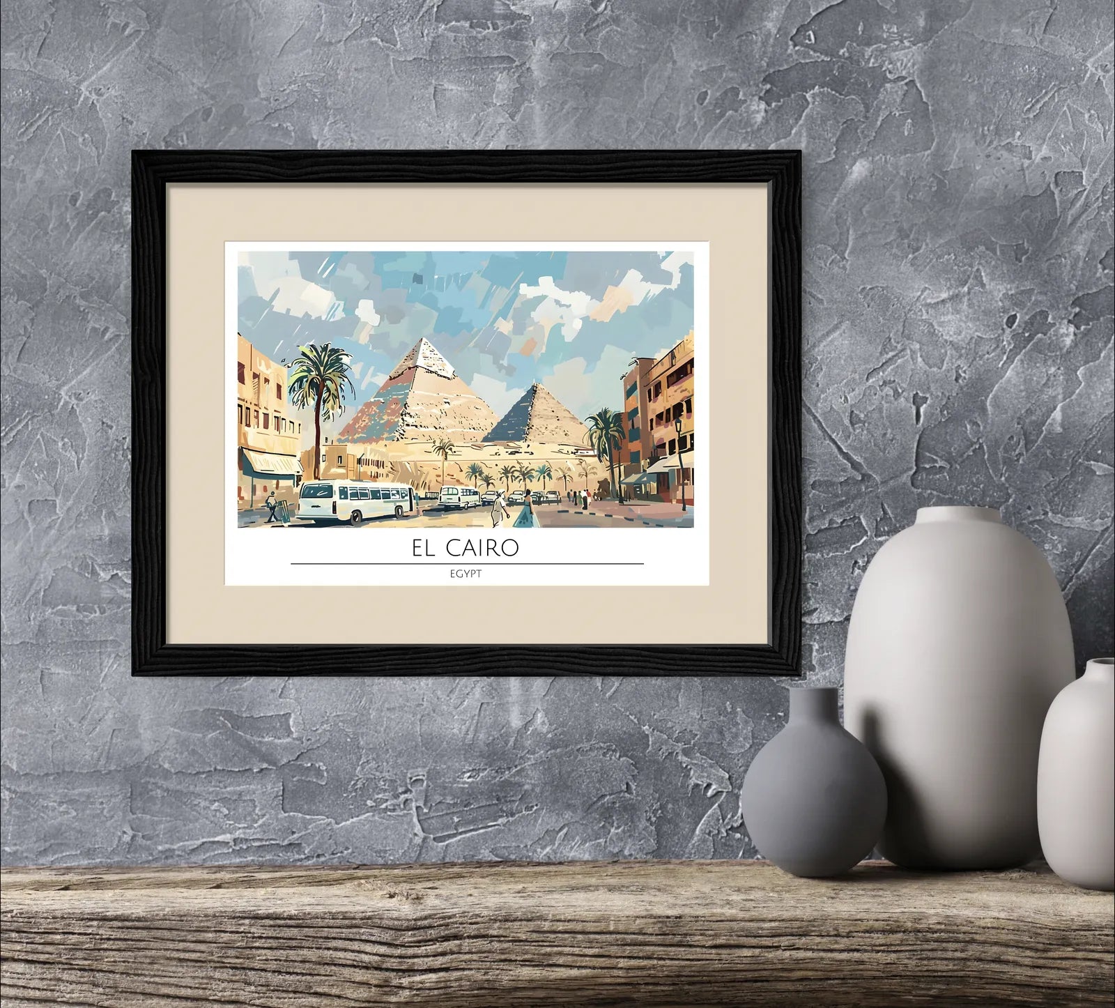 Cairo Pyramids with Cityscape Art Print 2