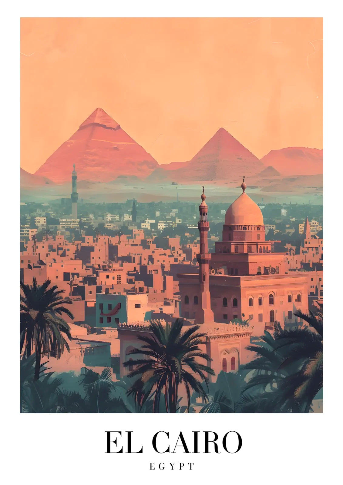 Cairo Art Print With Pyramids And Sandy-Hued Cityscape 3