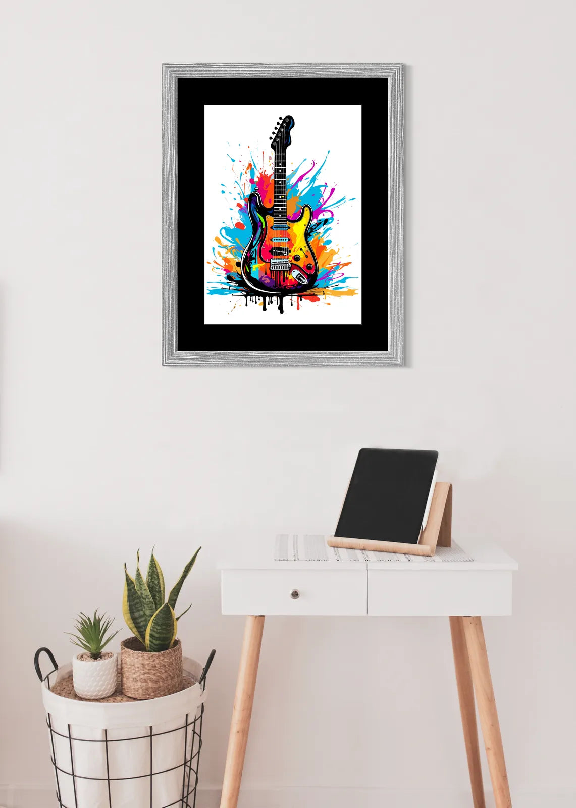 Explosion Of Colours Electric Guitar Art Print 2