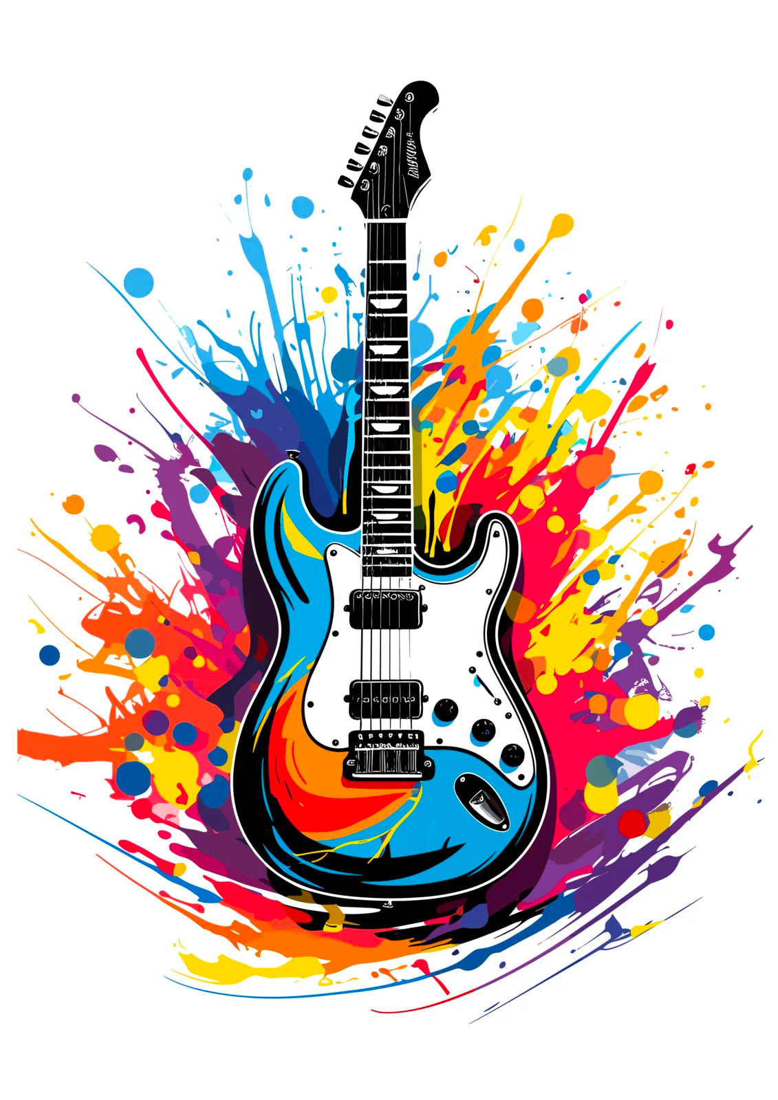 Graffiti Splash Of Colours Electric Guitar Art Print 3