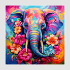 Bright Flower Power Elephant Digital Art Print 1