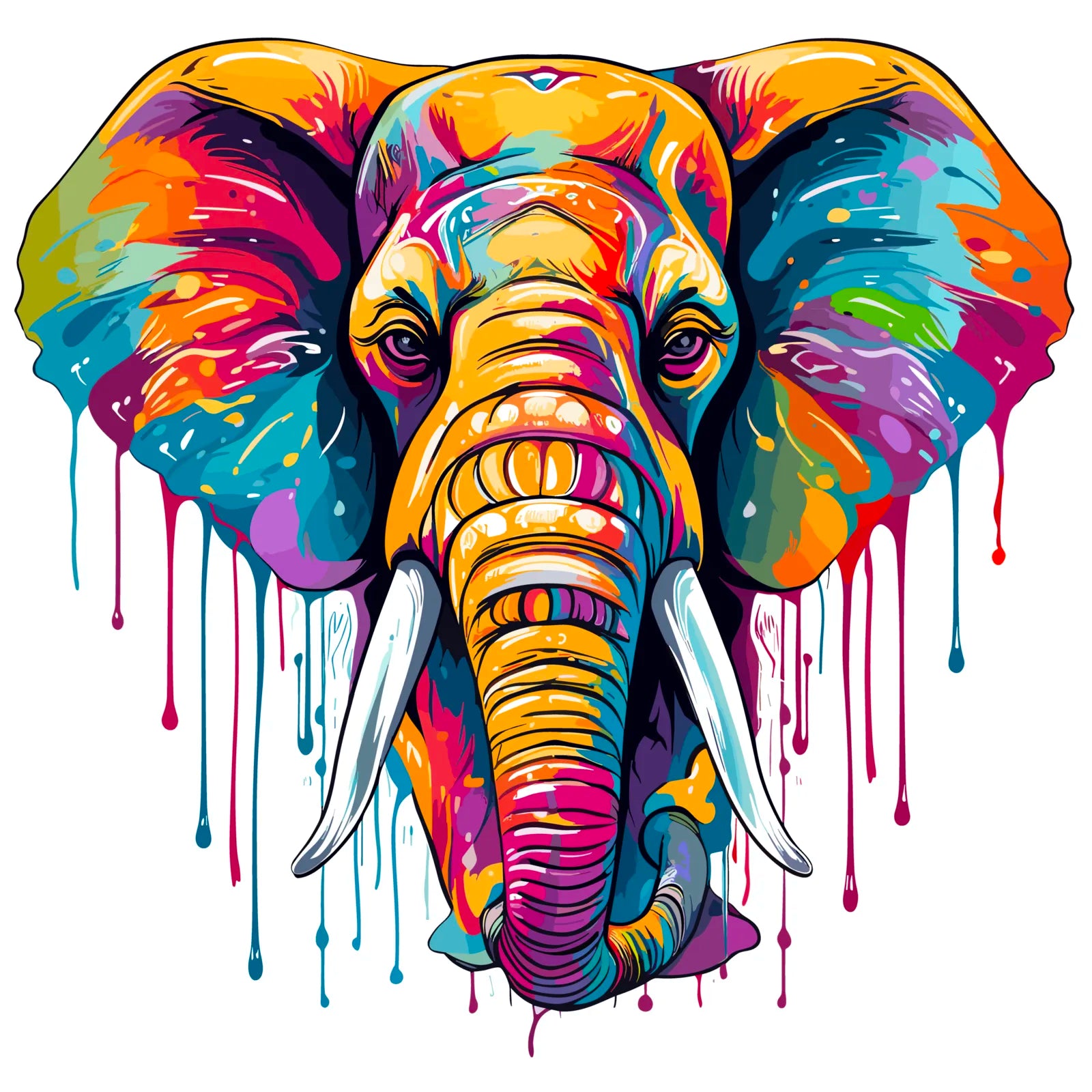 Graffiti Paint Splashes Elephant Digital Art Print 3