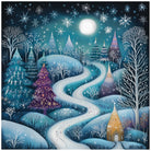 Ice Blue Winter Forest Art Print Enchanted Moonlit Path 3