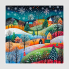 Colourful Winter Hills Art Print Enchanted Snowy Scene 1