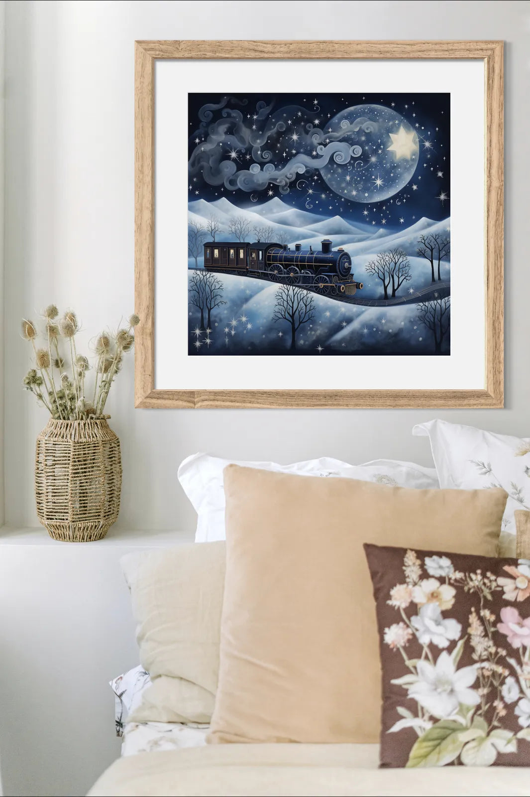 Mystical Winter Train Art Print Enchanted Moonlit Scene 2