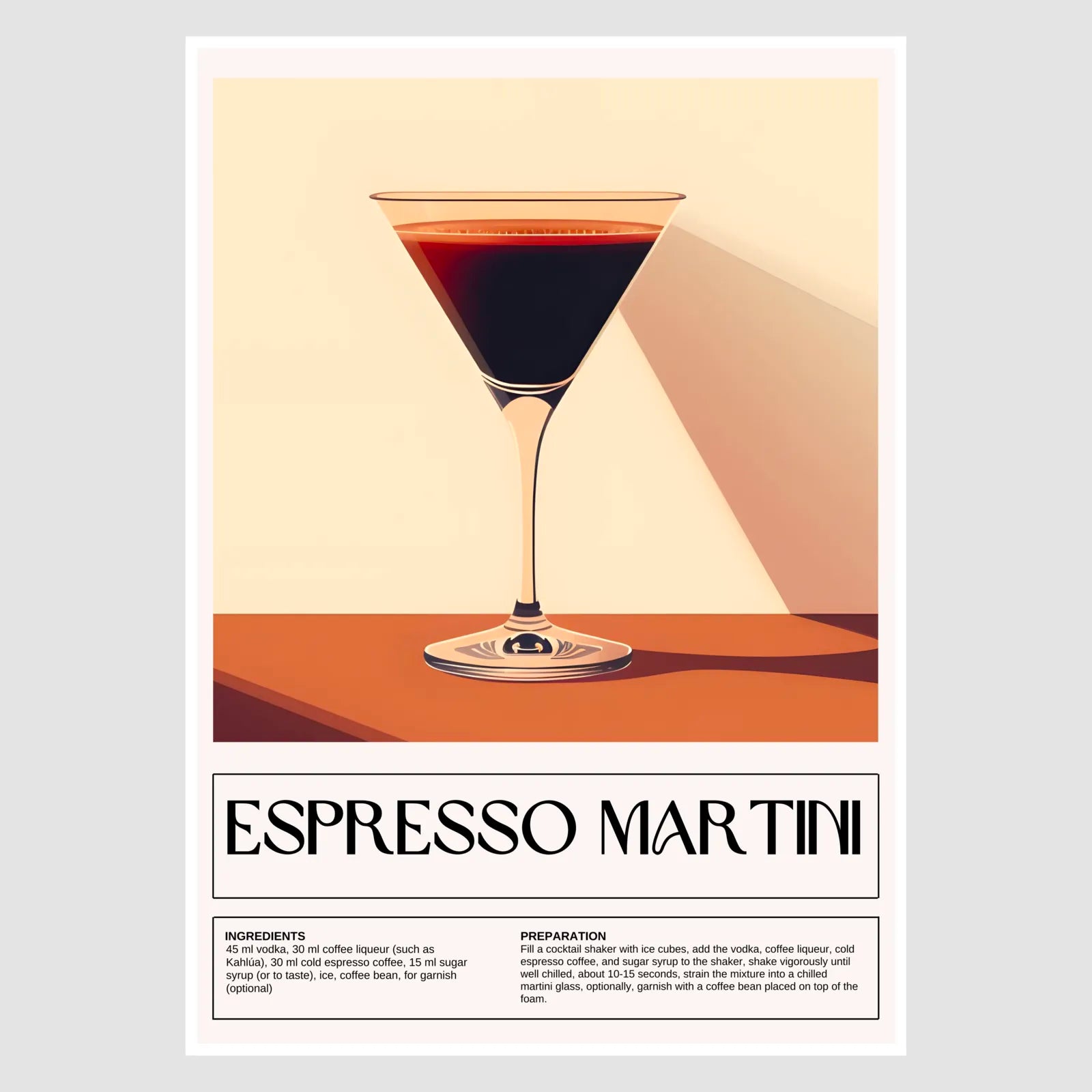 Espresso Martini Art Print – Moody Retro Cocktail Decor 1