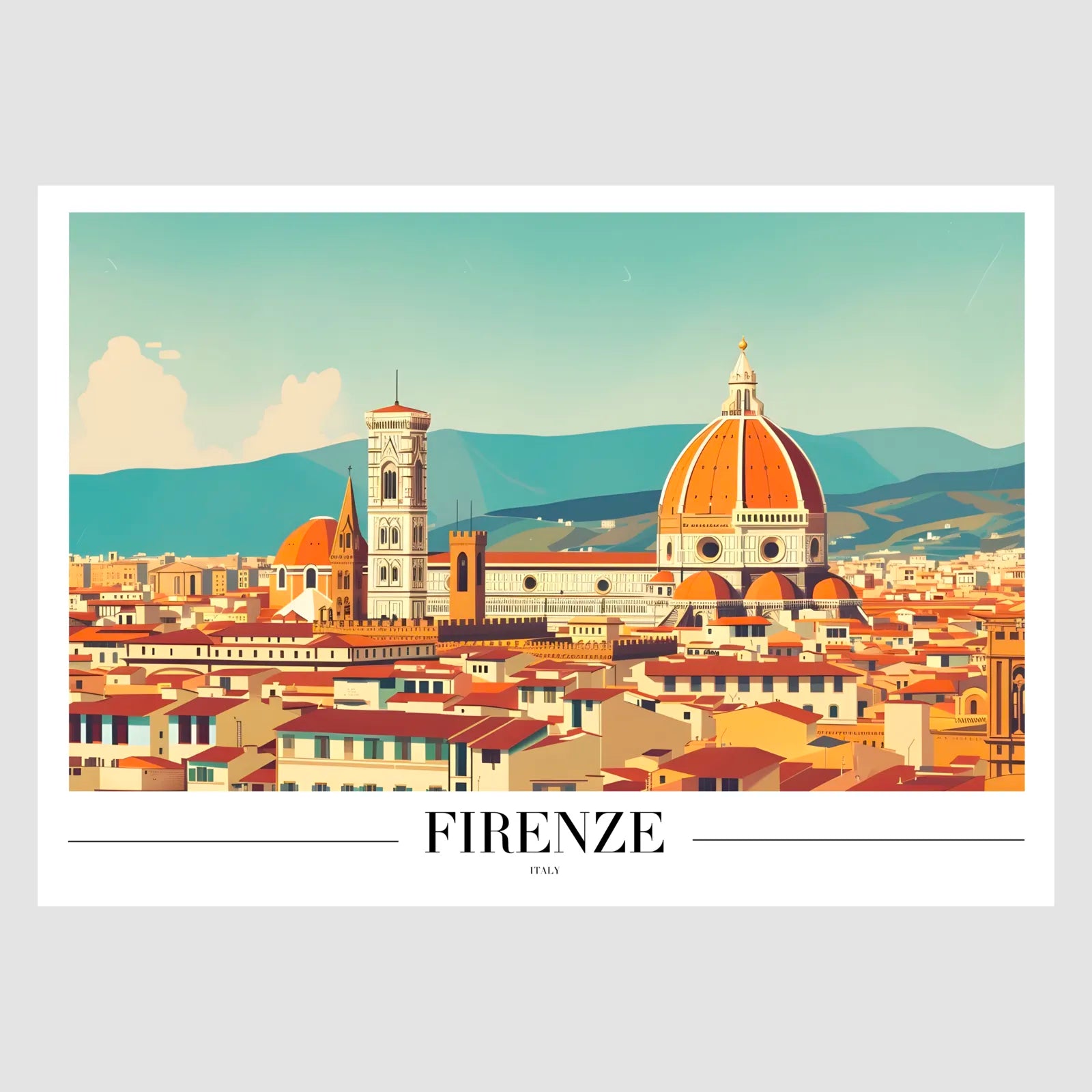 Firenze Rooftops Art Print with Santa Maria del Fiore 1