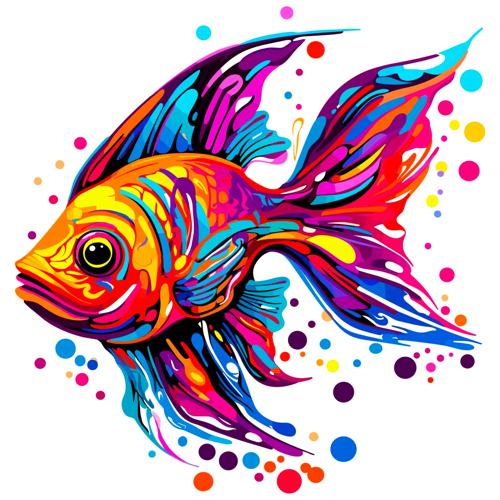 Groovy Paint Splash Fish Art Print 1