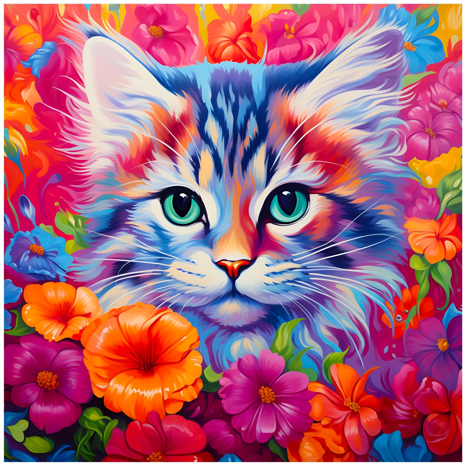 Field Of Flowers Kitten Digital Art Print 3