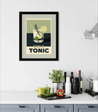 Gin and Tonic Art Print – Retro Sage Green & Blue Decor 2