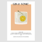 Gin and Tonic Art Print – Retro Peach and White Bar Decor 1