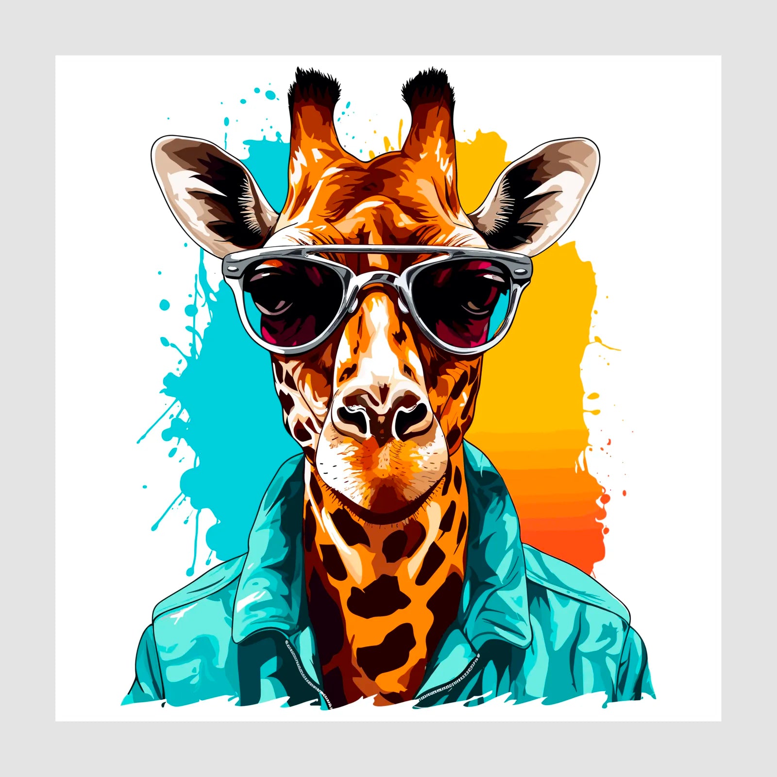 Cool Dude Giraffe Digital Art Print 1