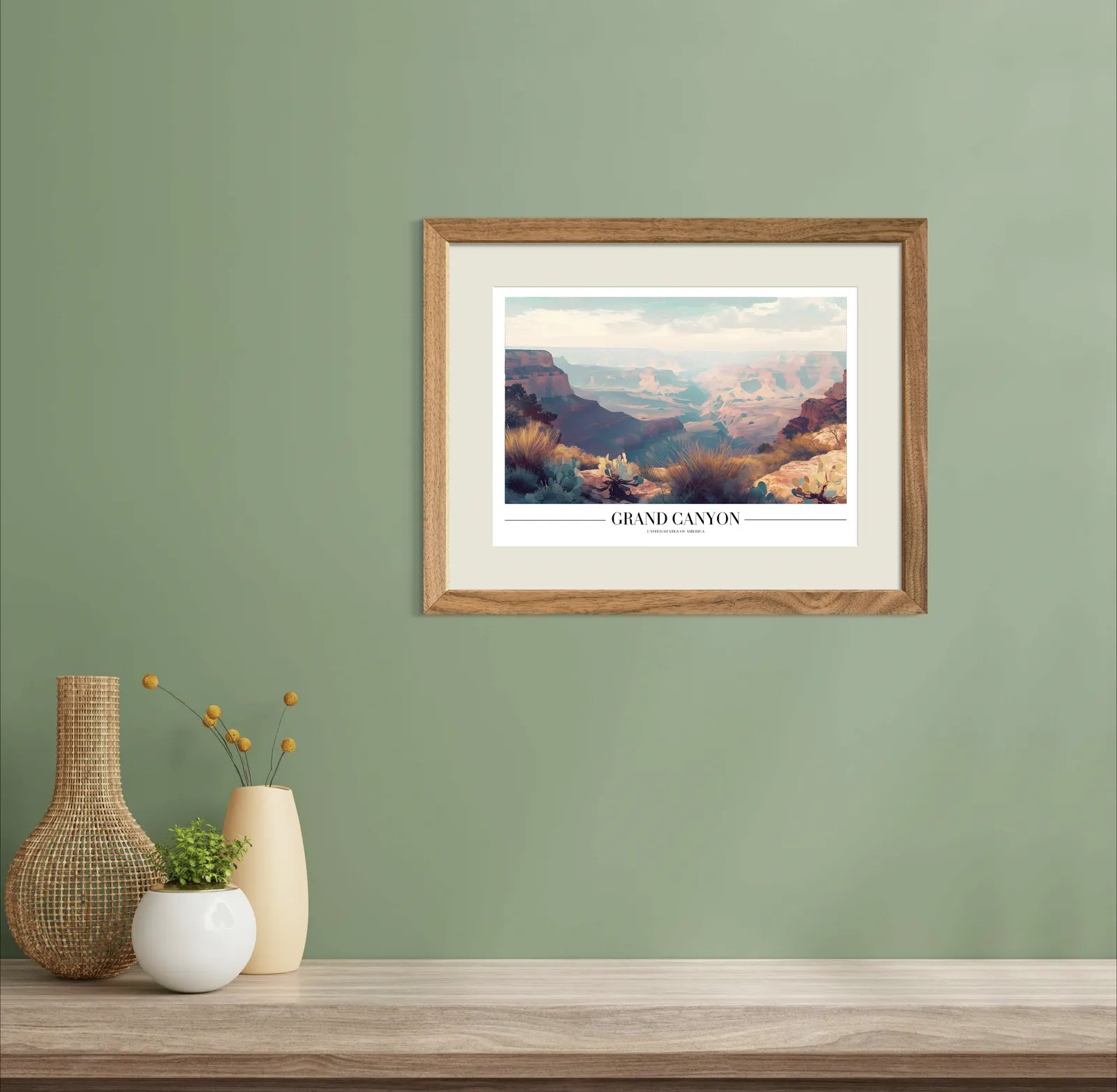 Grand Canyon View Art Print with Vibrant Canyon Layers 2