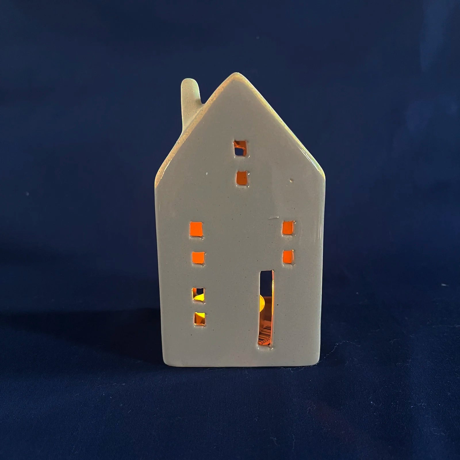 Dark Grey Glazed Ceramic House for Tealights and Incense Cones