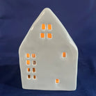 White Mini Glazed Ceramic House for Tealights and Incense Cones