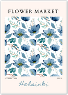 Helsinki Midnight Bloom Watercolour Art Print – Nordic Floral Style