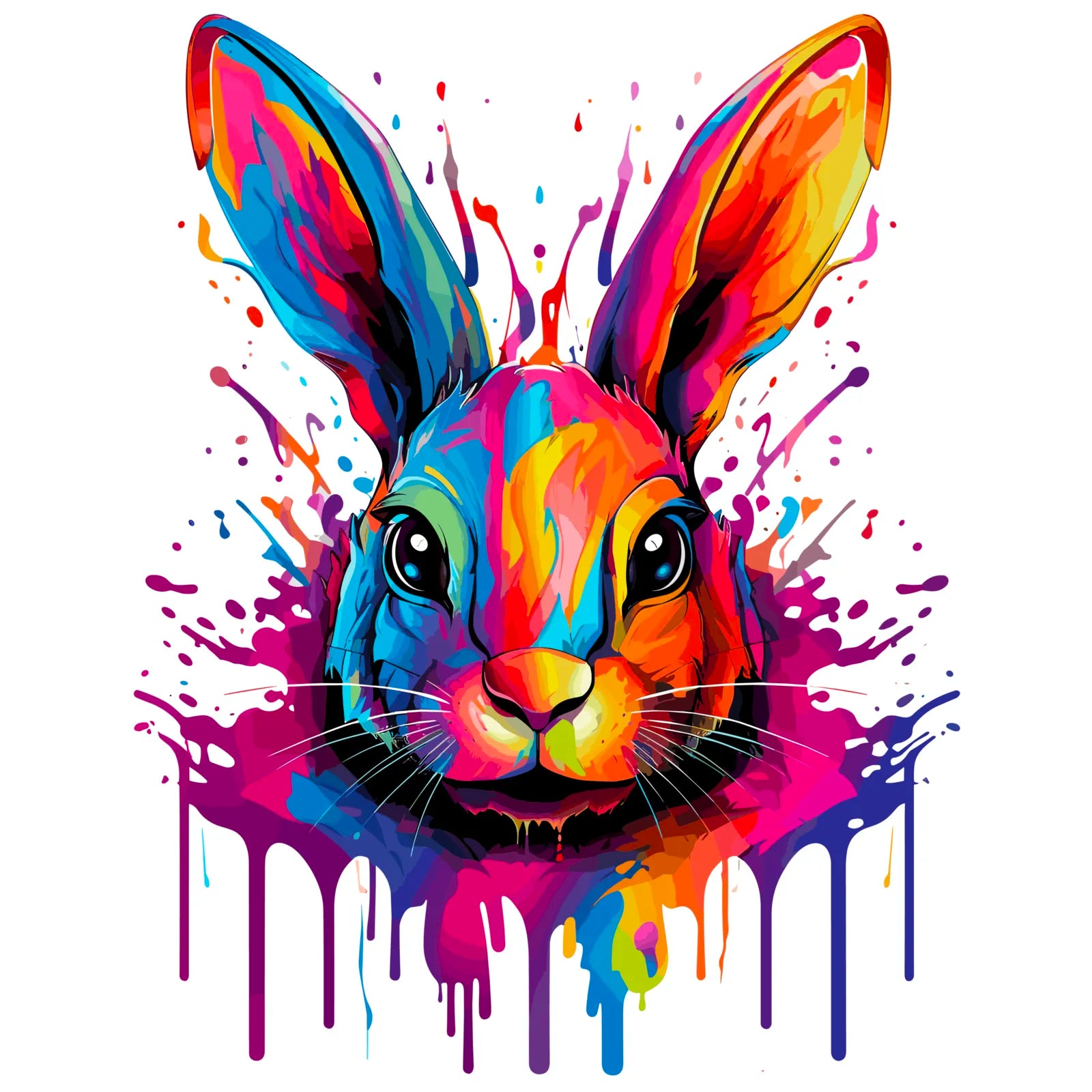 Bright Paint Splash Hare Art Print 3