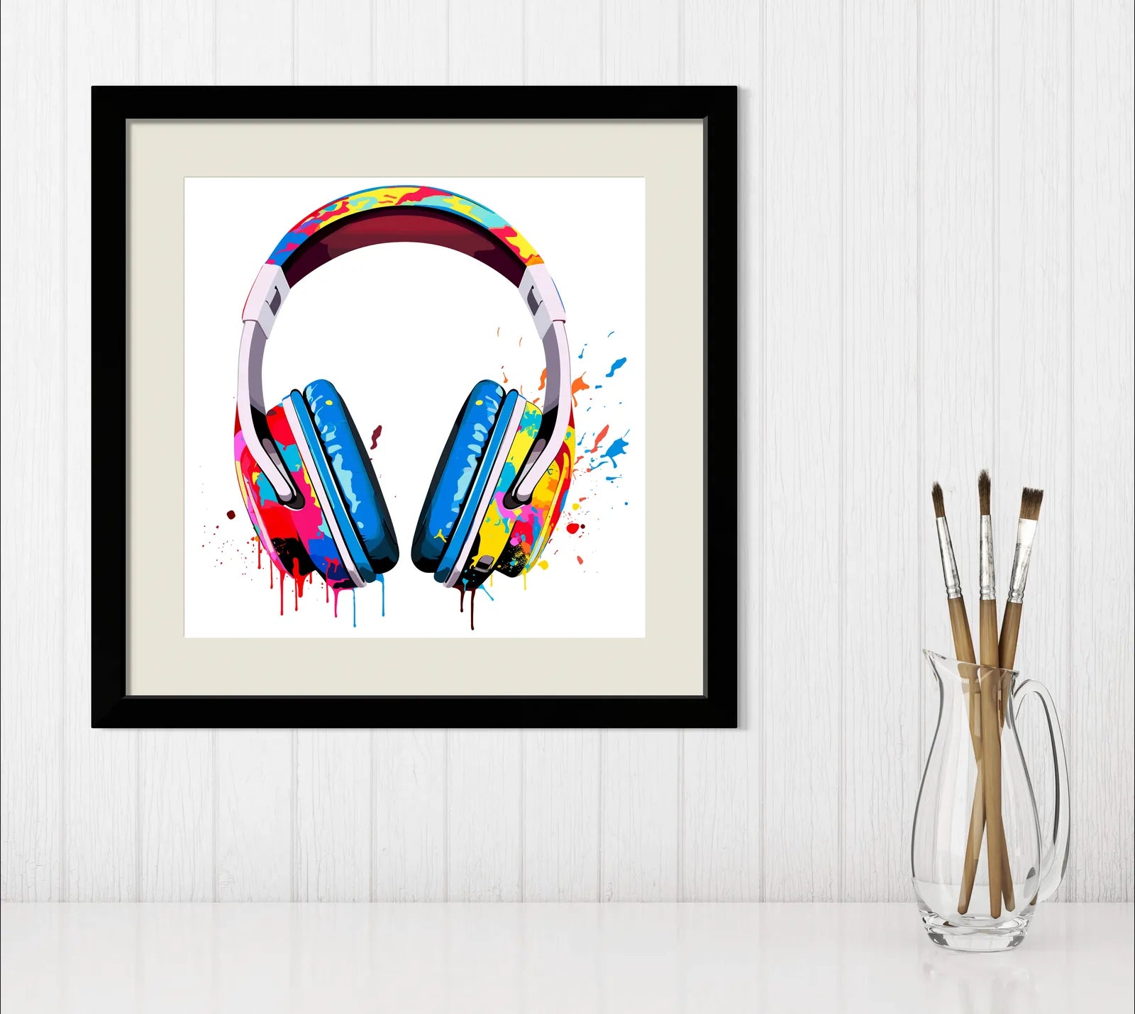 Jazz Headphones Paint Splash Art Print 2