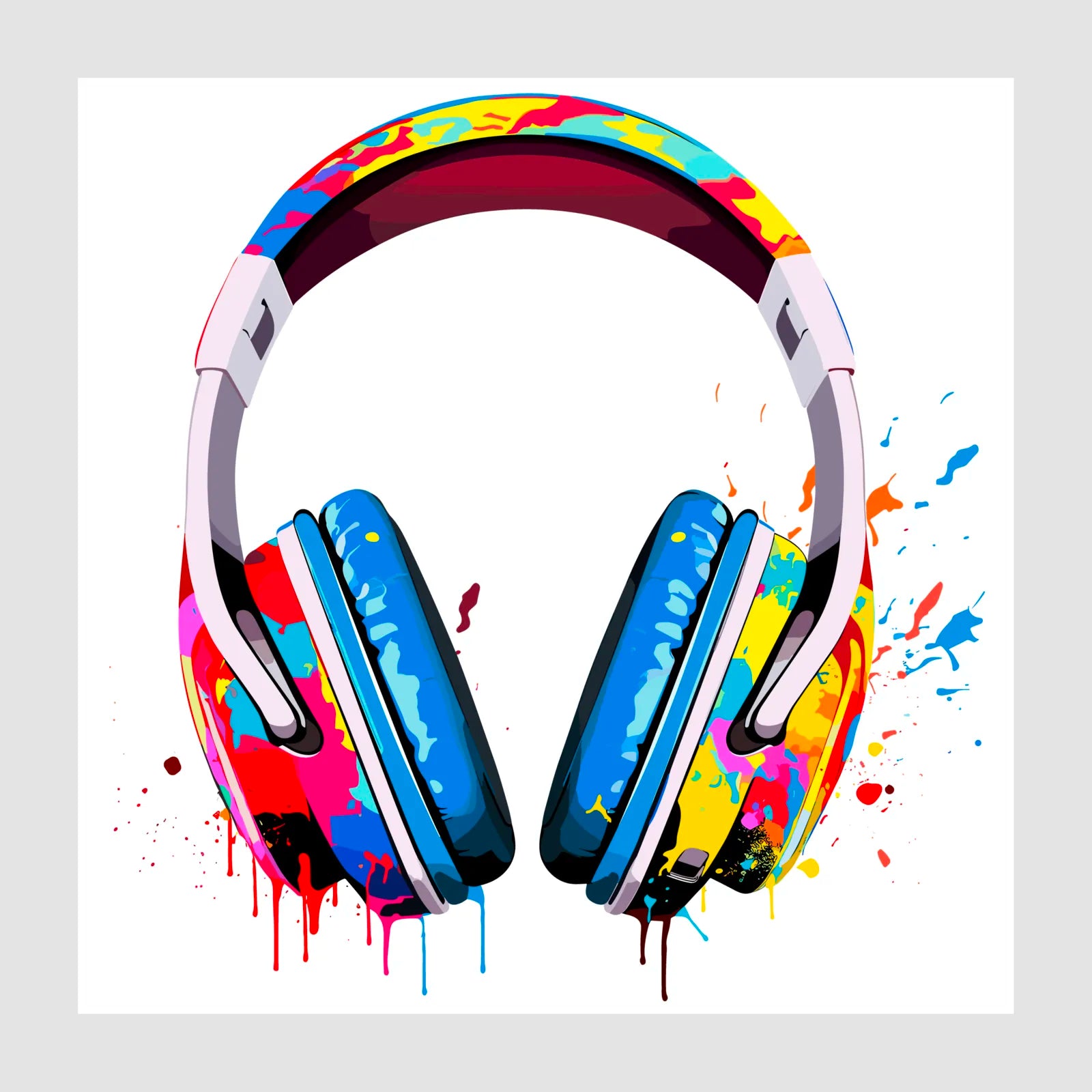 Jazz Headphones Paint Splash Art Print 1