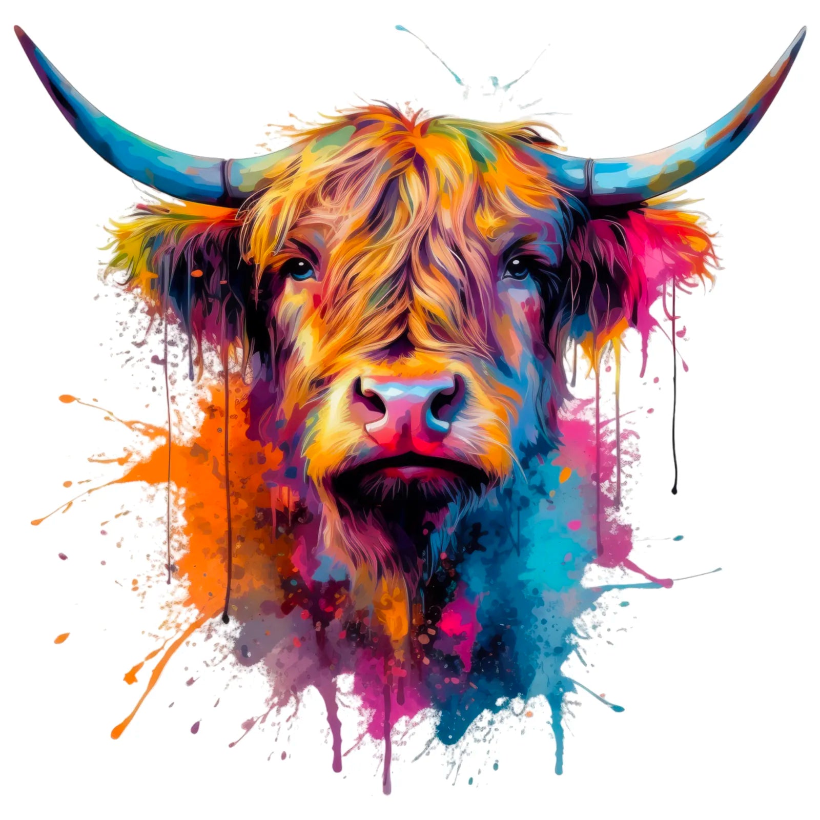 Burst Of Colours Highland Cow Art Print 3